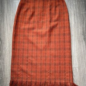 Sag Harbor Orange Plaid Pencil Skirt